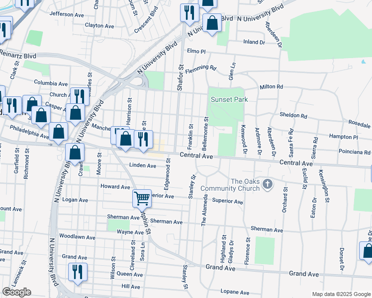 map of restaurants, bars, coffee shops, grocery stores, and more near 12 Franklin Street in Middletown