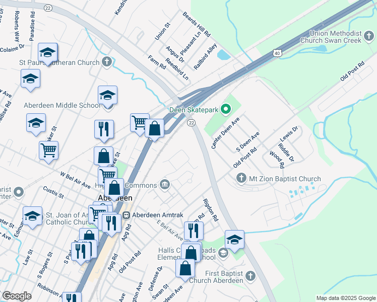 map of restaurants, bars, coffee shops, grocery stores, and more near 59 Taft Street in Aberdeen