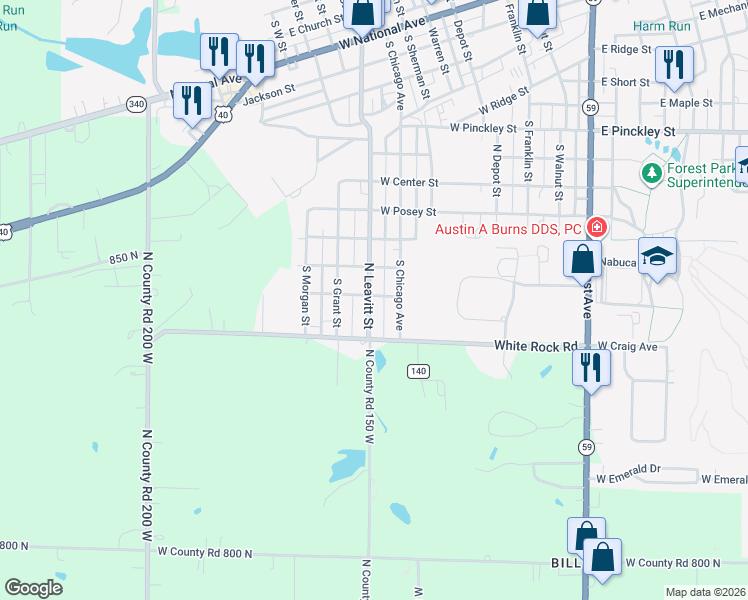 map of restaurants, bars, coffee shops, grocery stores, and more near 825 South Leavitt Street in Brazil