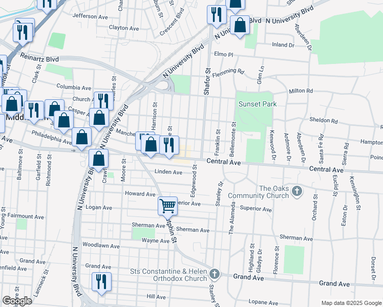 map of restaurants, bars, coffee shops, grocery stores, and more near 10 Shafor Street in Middletown