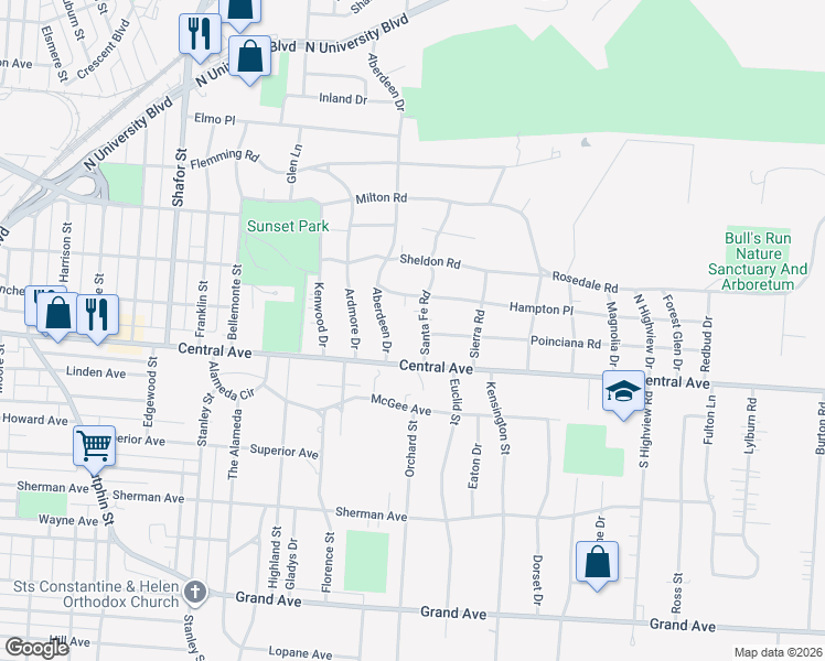 map of restaurants, bars, coffee shops, grocery stores, and more near 17 Santa Fe Road in Middletown