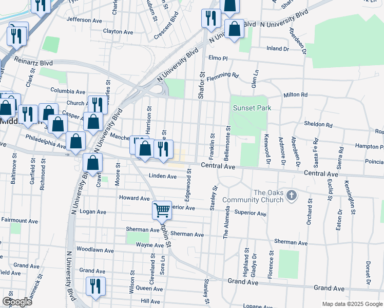 map of restaurants, bars, coffee shops, grocery stores, and more near 10 Shafor Street in Middletown