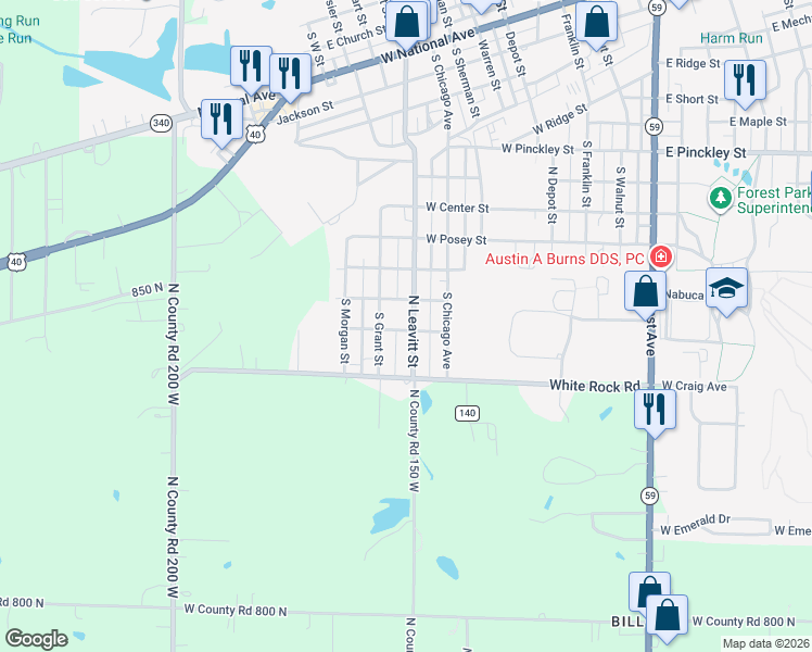 map of restaurants, bars, coffee shops, grocery stores, and more near 825 South Leavitt Street in Brazil