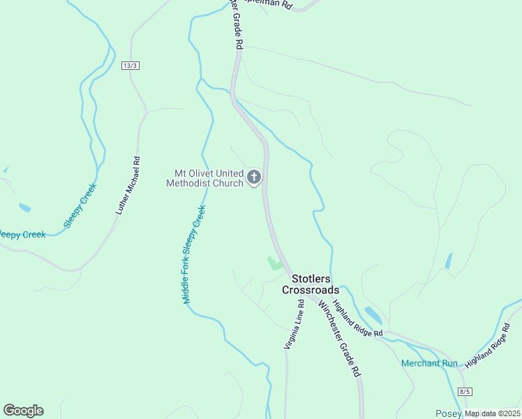 map of restaurants, bars, coffee shops, grocery stores, and more near 6790 Winchester Grade Road in Berkeley Springs