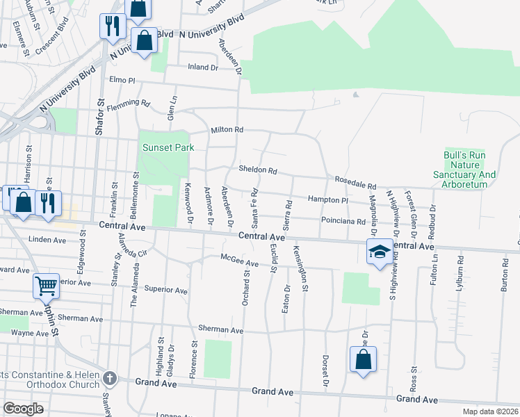 map of restaurants, bars, coffee shops, grocery stores, and more near 17 Santa Fe Road in Middletown