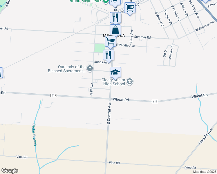 map of restaurants, bars, coffee shops, grocery stores, and more near 1406 Central Avenue in Buena