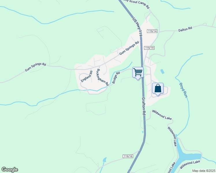 map of restaurants, bars, coffee shops, grocery stores, and more near 1 Bridge Road in Morgantown