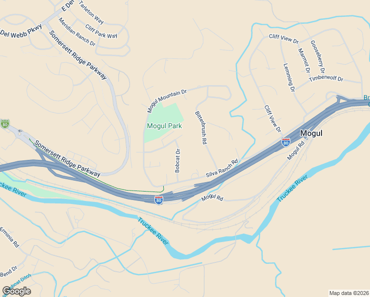 map of restaurants, bars, coffee shops, grocery stores, and more near 65 Bobcat Drive in Reno