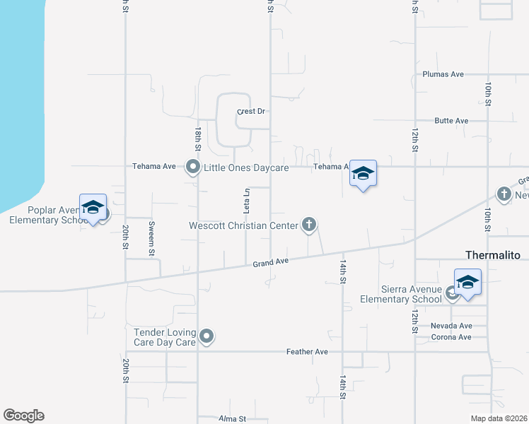 map of restaurants, bars, coffee shops, grocery stores, and more near 1693 16th Street in Oroville
