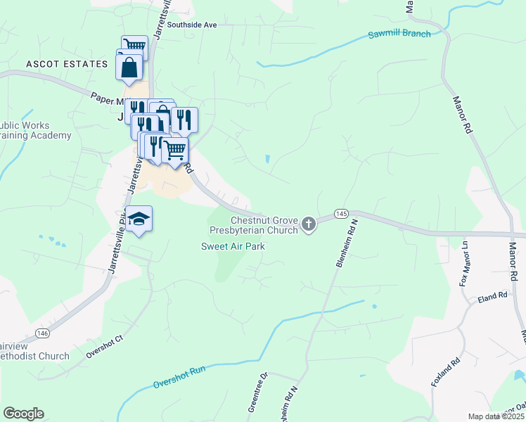 map of restaurants, bars, coffee shops, grocery stores, and more near 3608 Maryland 145 in Phoenix