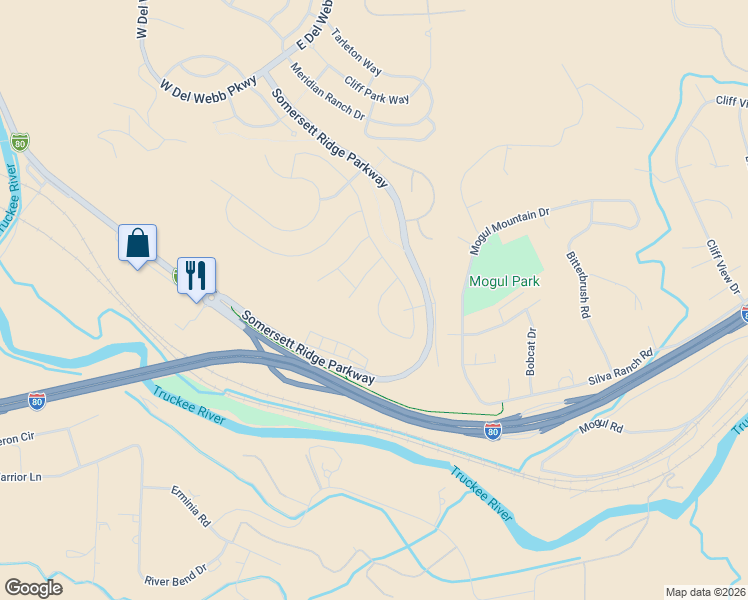 map of restaurants, bars, coffee shops, grocery stores, and more near 9248 Maplehurst Trail in Reno