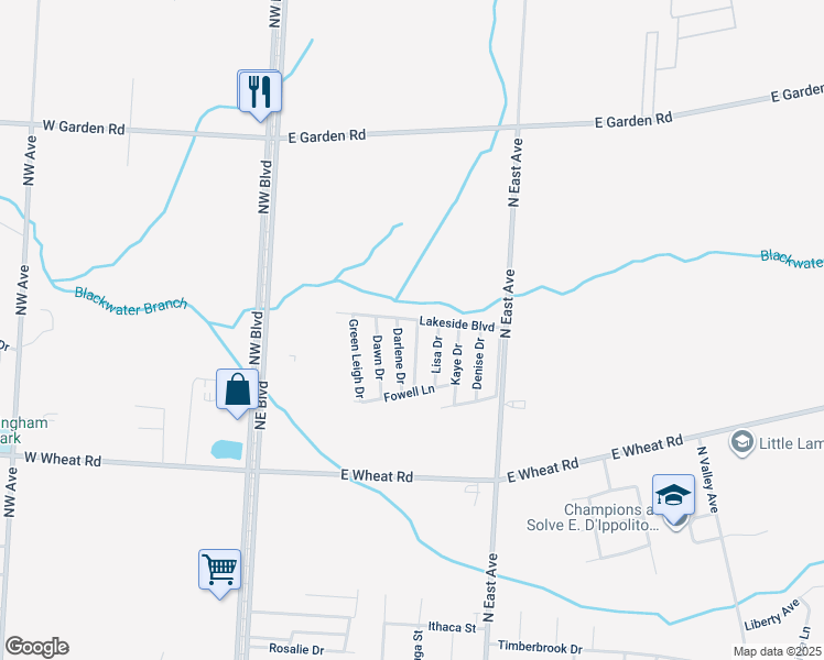 map of restaurants, bars, coffee shops, grocery stores, and more near 1976 North East Avenue in Vineland