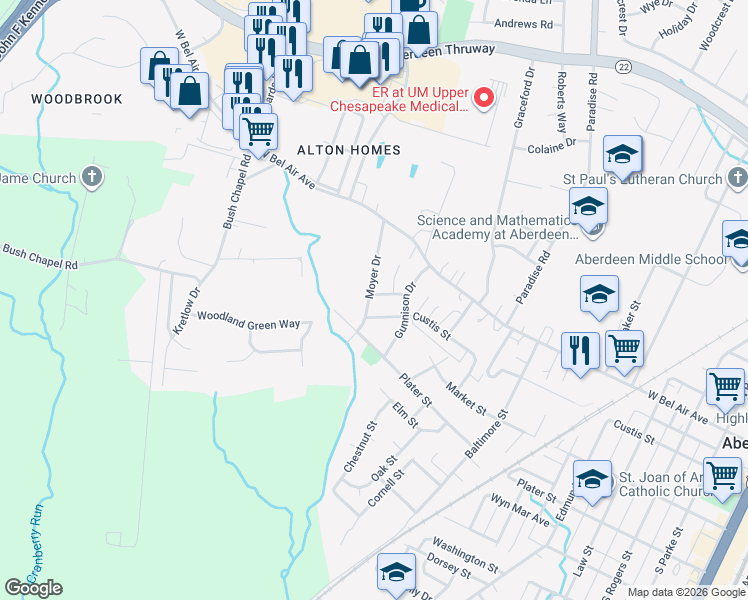 map of restaurants, bars, coffee shops, grocery stores, and more near 64 Royal Terrace in Aberdeen