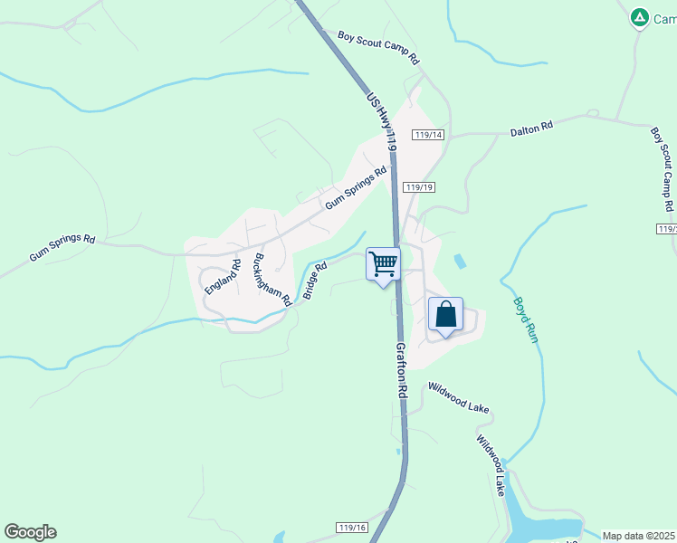map of restaurants, bars, coffee shops, grocery stores, and more near 1-99 Bridge Road in Morgantown