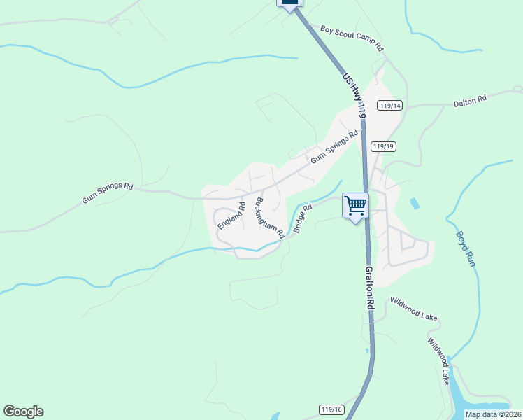 map of restaurants, bars, coffee shops, grocery stores, and more near 56 Buckingham Road in Morgantown