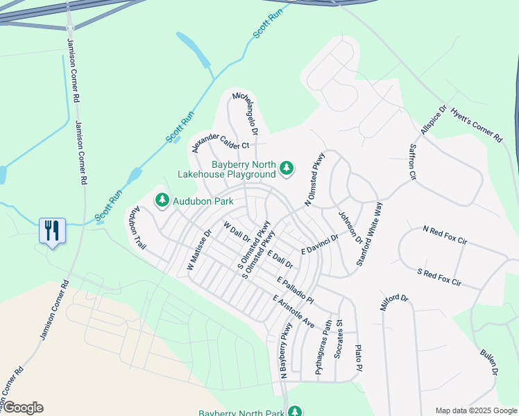 map of restaurants, bars, coffee shops, grocery stores, and more near 1169 South Olmsted Parkway in Middletown