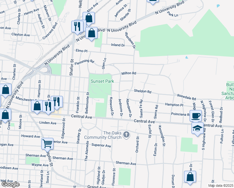 map of restaurants, bars, coffee shops, grocery stores, and more near 109 Ardmore Drive in Middletown