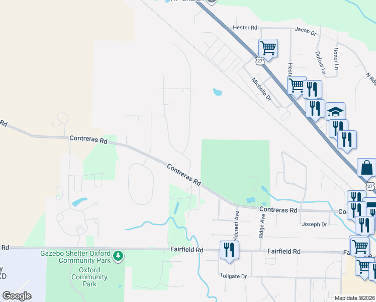 map of restaurants, bars, coffee shops, grocery stores, and more near 15 Olde Farm Road in Oxford