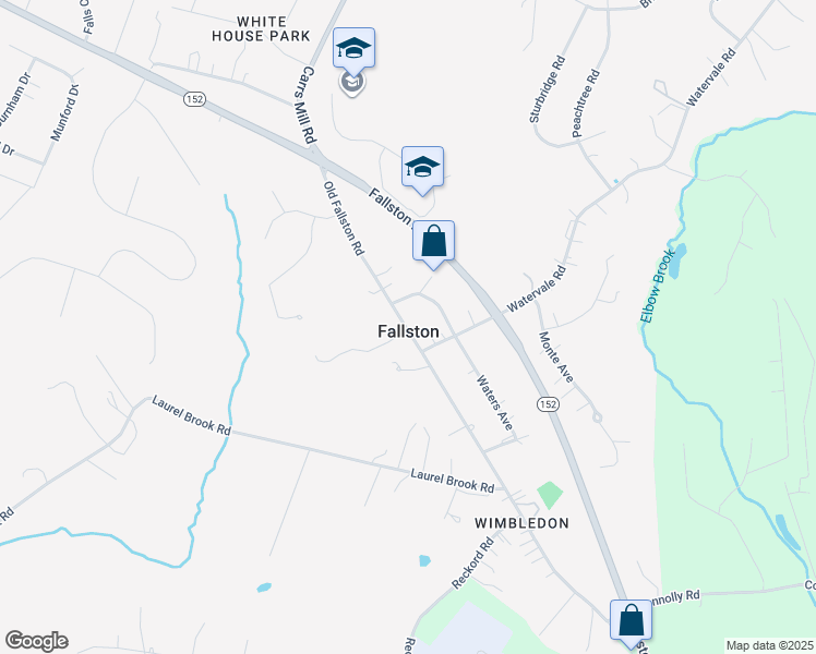 map of restaurants, bars, coffee shops, grocery stores, and more near 1012 Old Fallston Road in Fallston