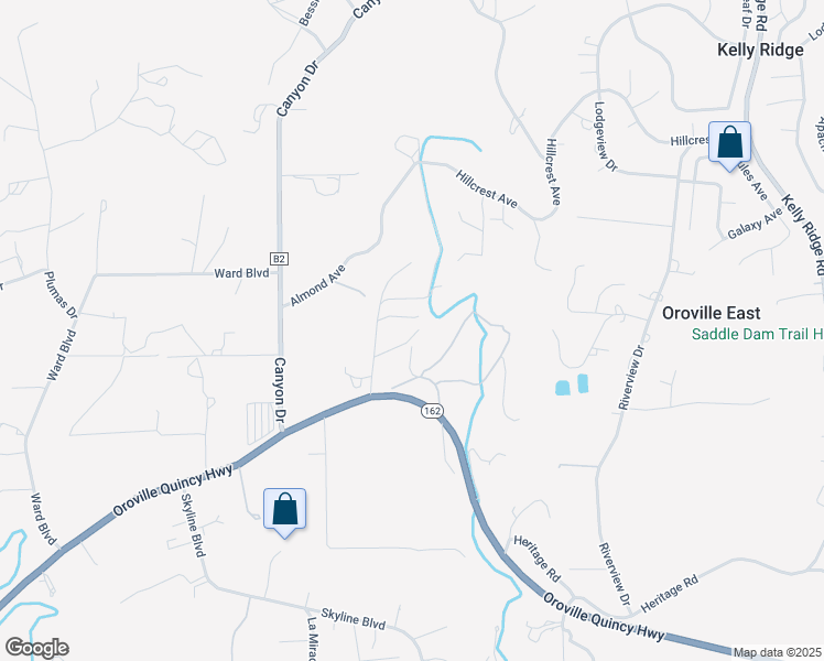 map of restaurants, bars, coffee shops, grocery stores, and more near 42 Ridgeview Lane in Oroville