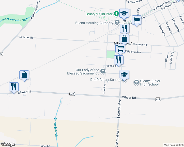 map of restaurants, bars, coffee shops, grocery stores, and more near 210 Coari Avenue in Buena