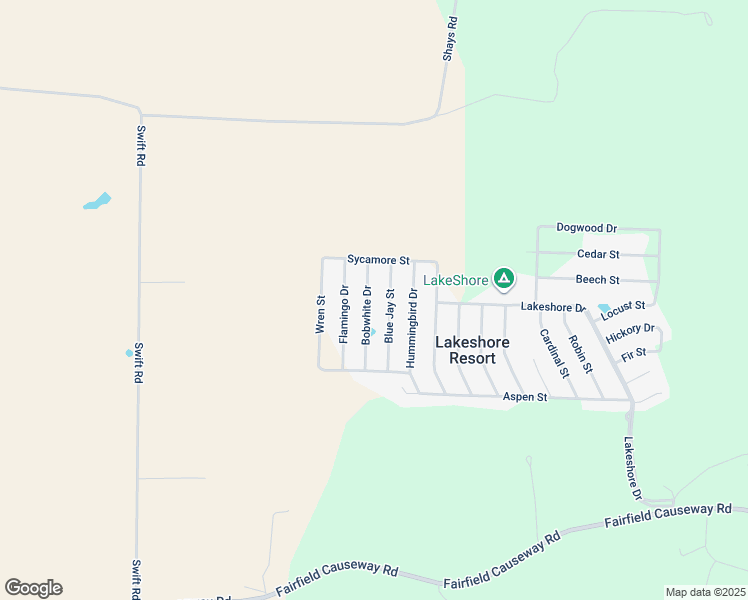 map of restaurants, bars, coffee shops, grocery stores, and more near 15044 Blue Jay Street in Brookville