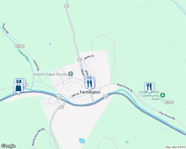 map of restaurants, bars, coffee shops, grocery stores, and more near 3426 Central Avenue in Farmington