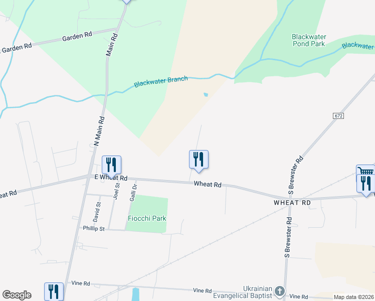 map of restaurants, bars, coffee shops, grocery stores, and more near 2142 East Wheat Road in Vineland