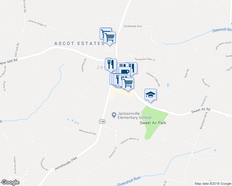 map of restaurants, bars, coffee shops, grocery stores, and more near 14209 Jarrettsville Pike in Phoenix