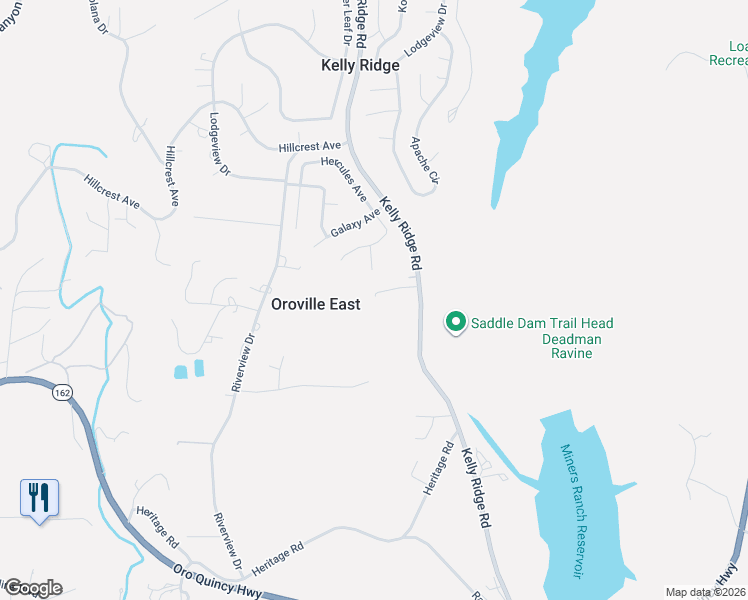 map of restaurants, bars, coffee shops, grocery stores, and more near 363 Kelly Ridge Road in Oroville