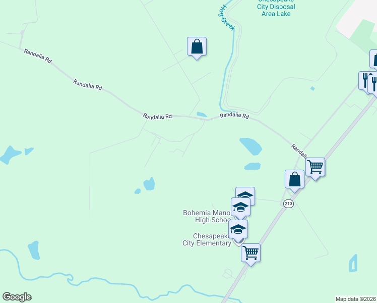 map of restaurants, bars, coffee shops, grocery stores, and more near 240 Randalia Road in Chesapeake City