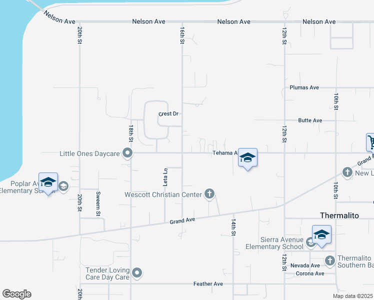 map of restaurants, bars, coffee shops, grocery stores, and more near 1572 Tehama Avenue in Oroville
