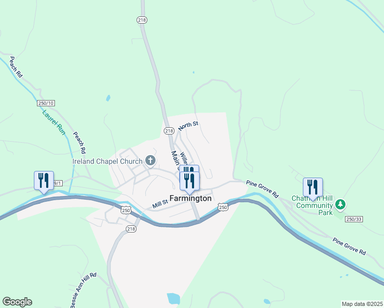 map of restaurants, bars, coffee shops, grocery stores, and more near 3426 Central Avenue in Farmington