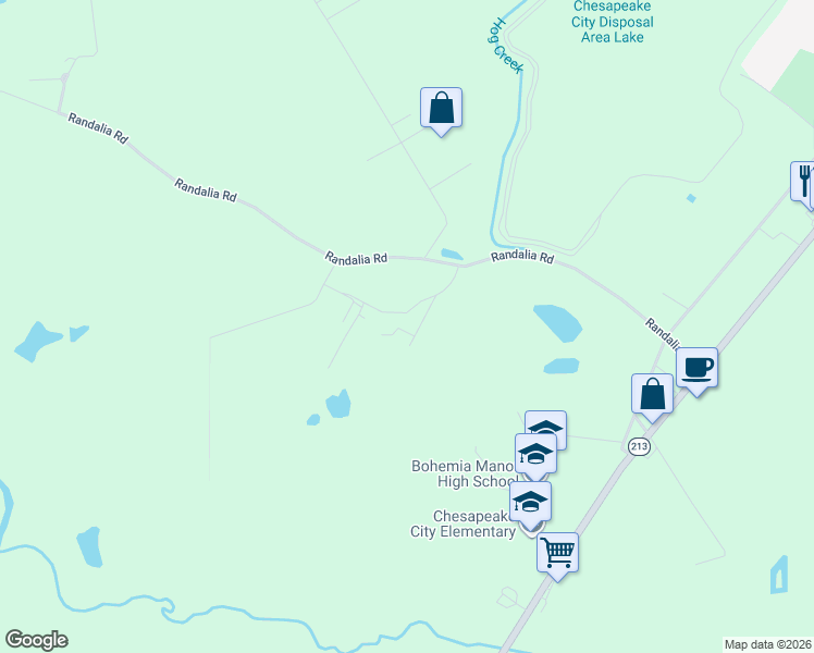 map of restaurants, bars, coffee shops, grocery stores, and more near 240 Randalia Road in Chesapeake City
