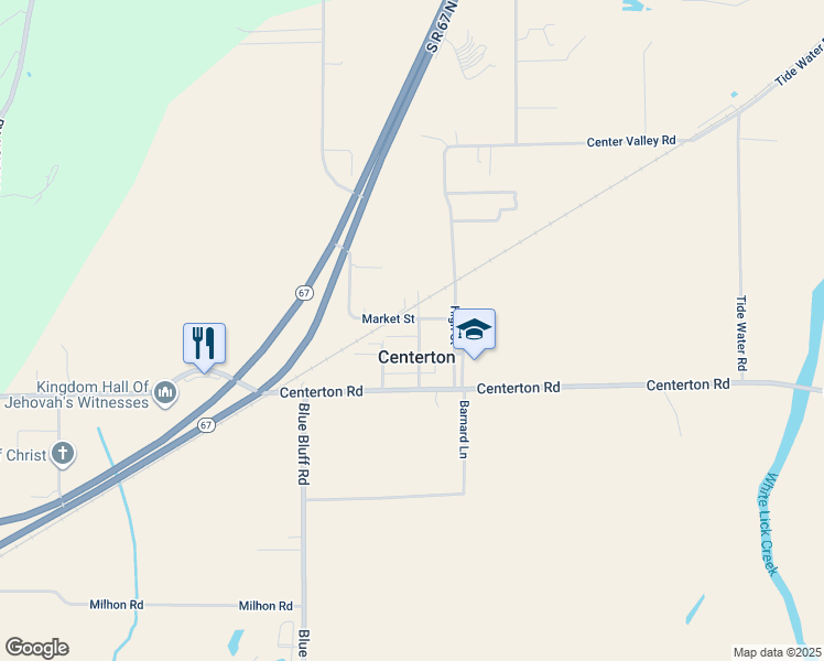 map of restaurants, bars, coffee shops, grocery stores, and more near 6170 Clay Street in Martinsville