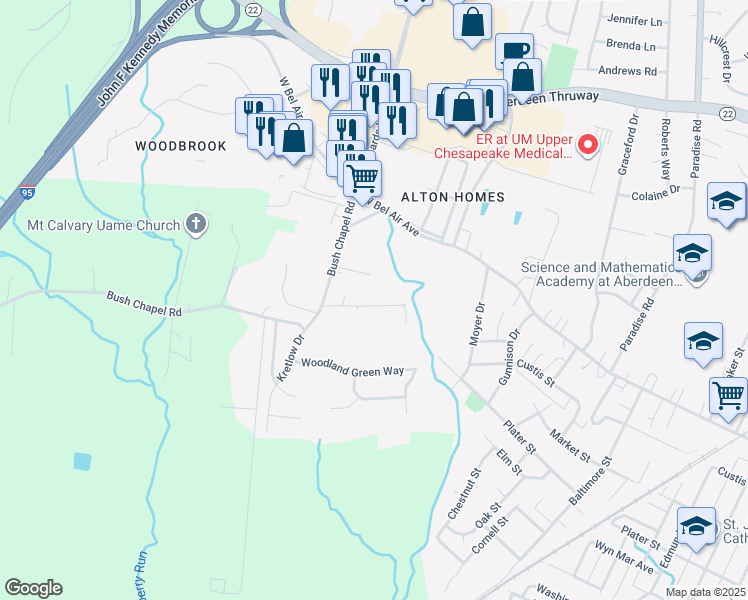 map of restaurants, bars, coffee shops, grocery stores, and more near 743 Schofield Avenue in Aberdeen