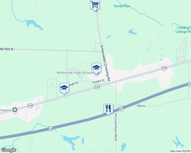 map of restaurants, bars, coffee shops, grocery stores, and more near 1 West Knight Drive in Brazil