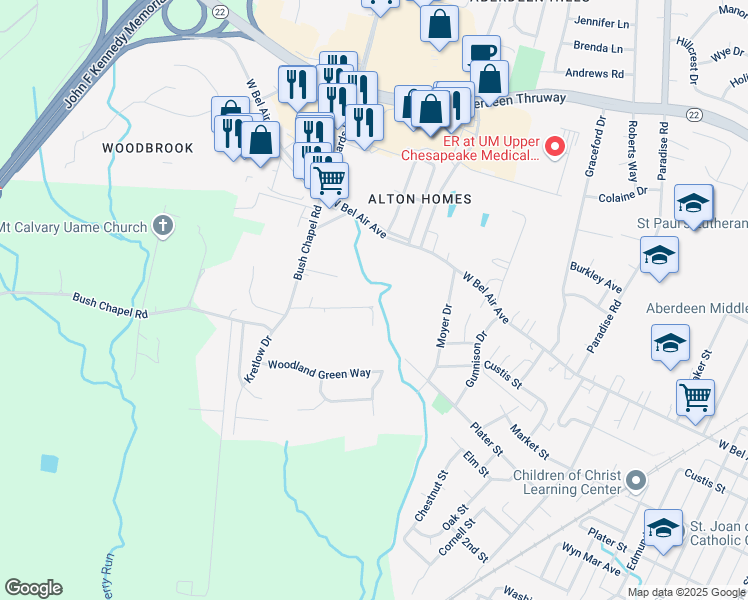map of restaurants, bars, coffee shops, grocery stores, and more near 725 Schofield Avenue in Aberdeen
