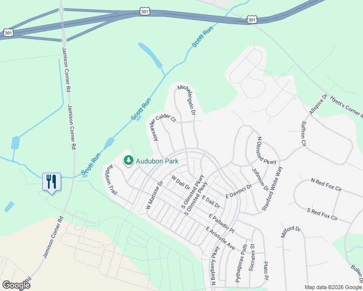 map of restaurants, bars, coffee shops, grocery stores, and more near 1758 Michelangelo Drive in Middletown