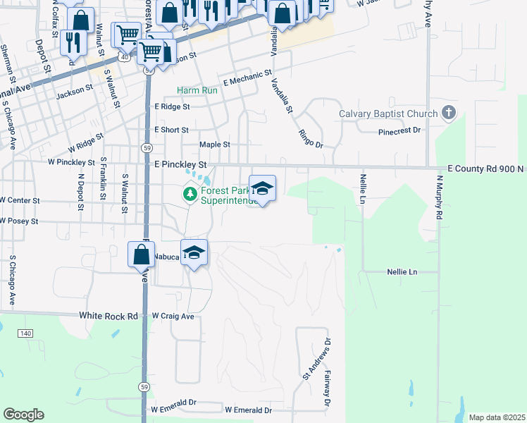 map of restaurants, bars, coffee shops, grocery stores, and more near 800 South Alabama Street in Brazil