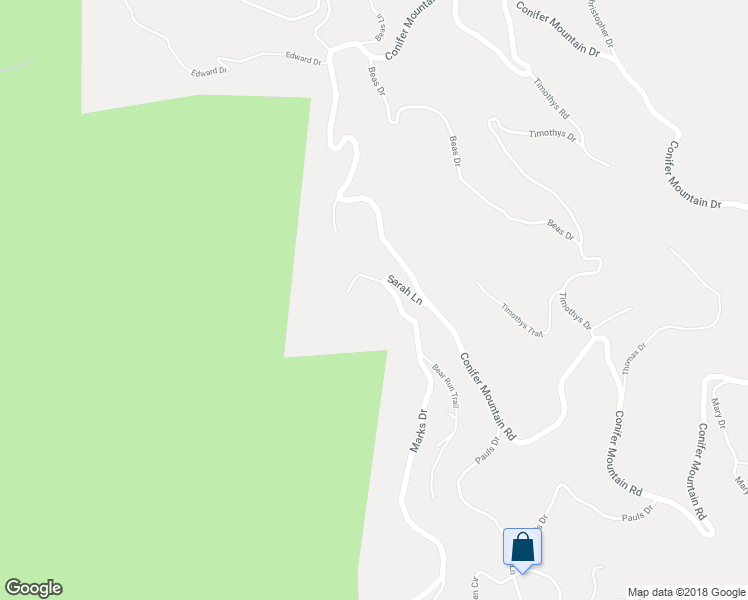 map of restaurants, bars, coffee shops, grocery stores, and more near 31722 Sarah Lane in Conifer