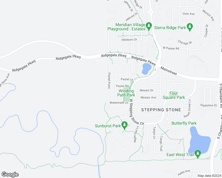 map of restaurants, bars, coffee shops, grocery stores, and more near 11038 Pastel Point in Parker