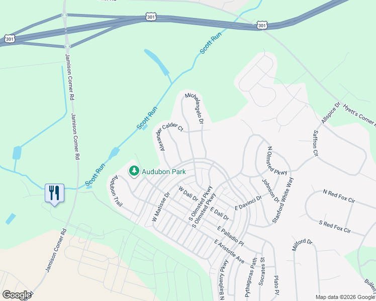 map of restaurants, bars, coffee shops, grocery stores, and more near 1758 Michelangelo Drive in Middletown