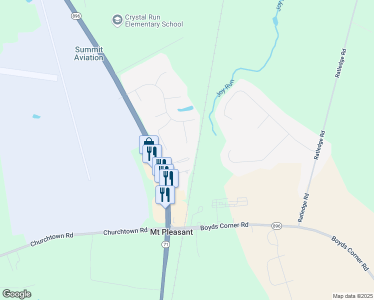 map of restaurants, bars, coffee shops, grocery stores, and more near 15 Mount Pleasant Trailer Court in Middletown