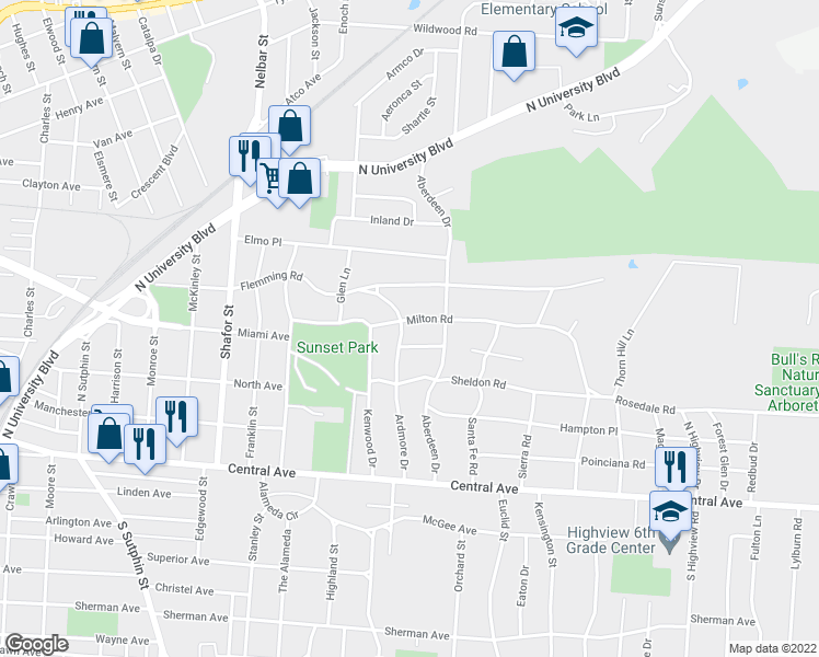 map of restaurants, bars, coffee shops, grocery stores, and more near 225 Ardmore Drive in Middletown