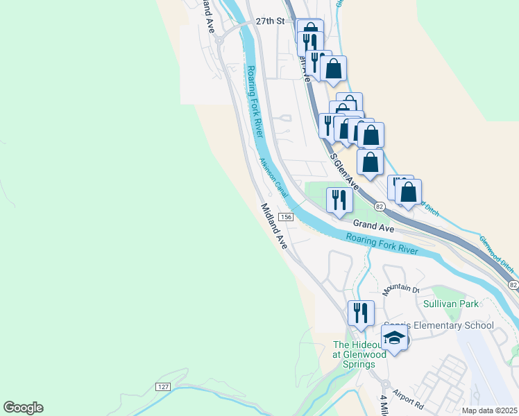 map of restaurants, bars, coffee shops, grocery stores, and more near 773 County Road 117 in Glenwood Springs