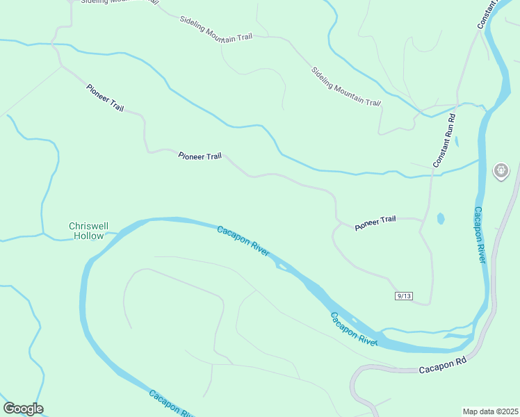 map of restaurants, bars, coffee shops, grocery stores, and more near 519 Pioneer Trail in Great Cacapon