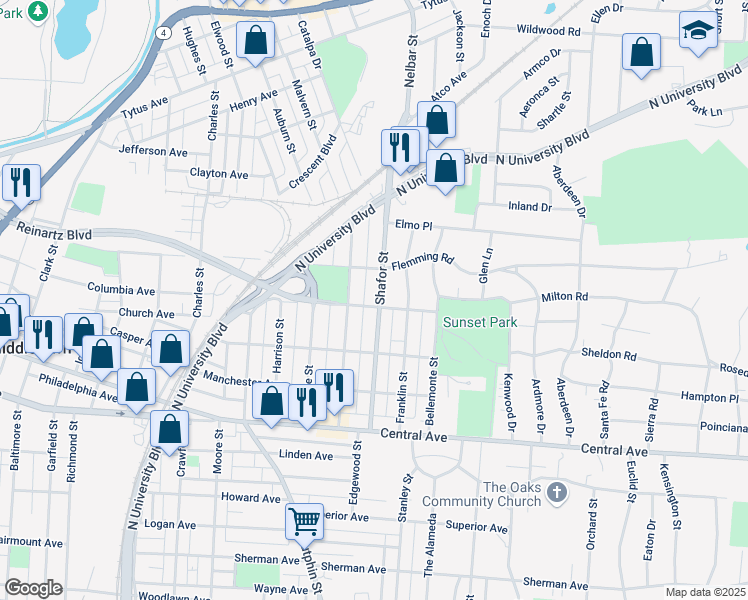 map of restaurants, bars, coffee shops, grocery stores, and more near 302 Shafor Street in Middletown