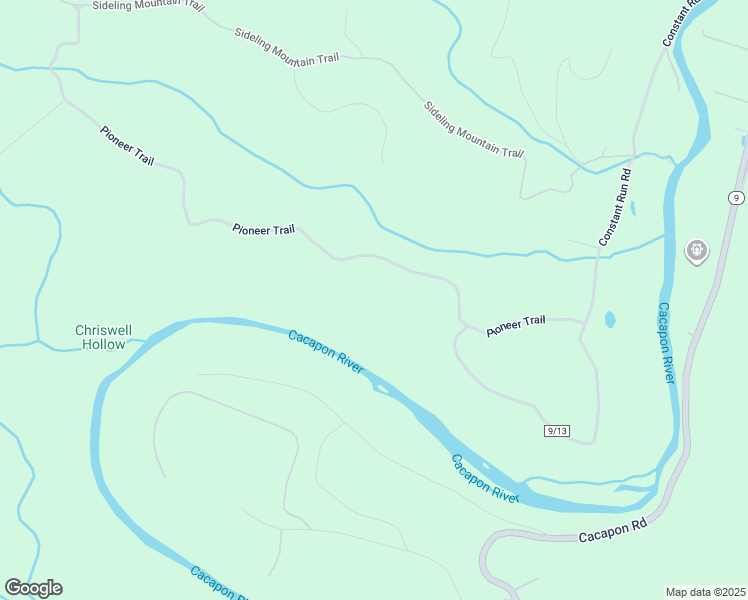 map of restaurants, bars, coffee shops, grocery stores, and more near 519 Pioneer Trail in Great Cacapon