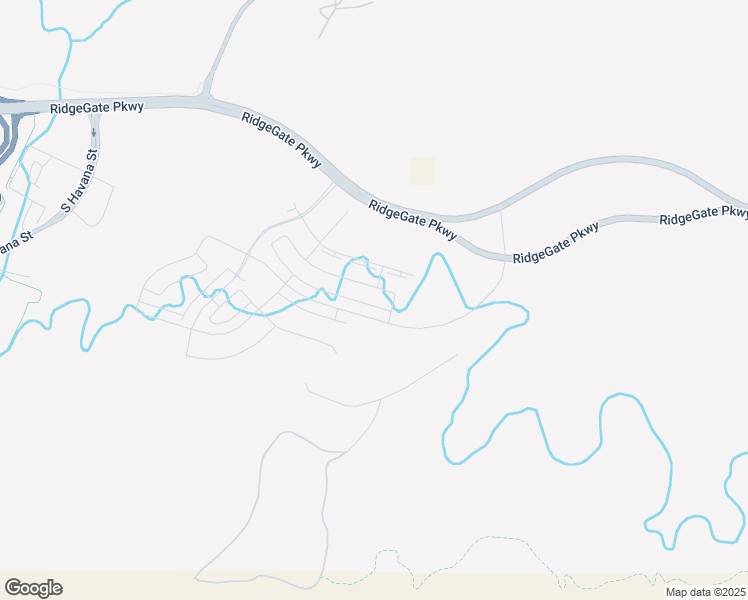 map of restaurants, bars, coffee shops, grocery stores, and more near RidgeGate Parkway in Parker